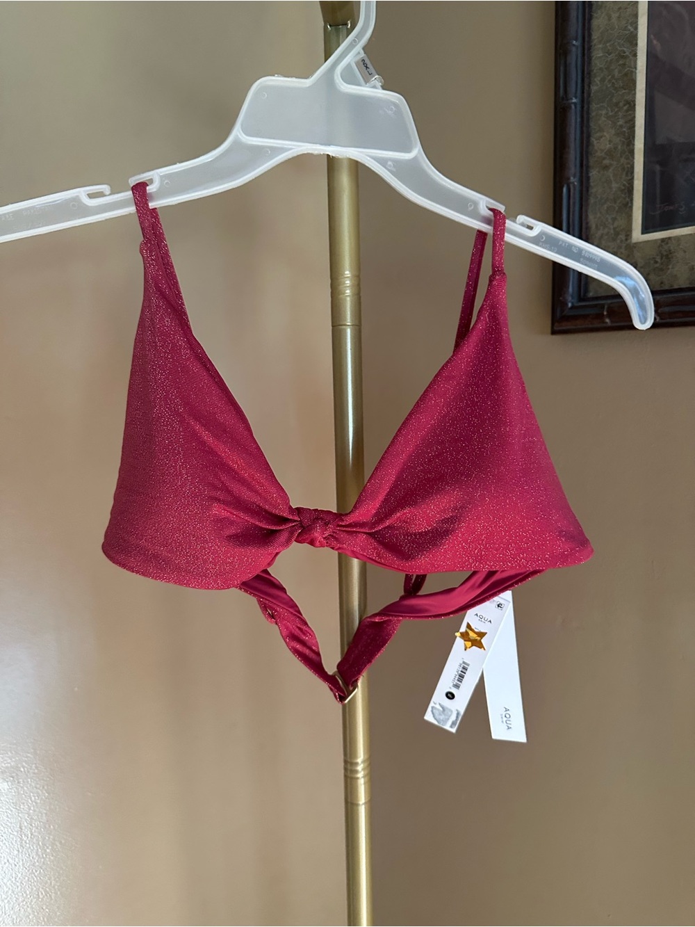 Aqua Swim Shimmery Wine Bikini Top
